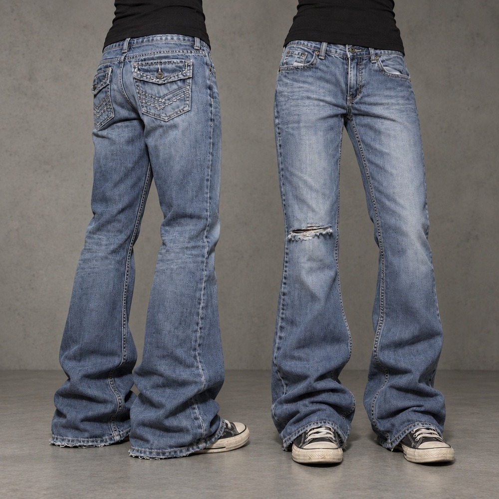 26x28 Women's Blue Distressed Faded Low Rise Bootcut Jeans Indie
